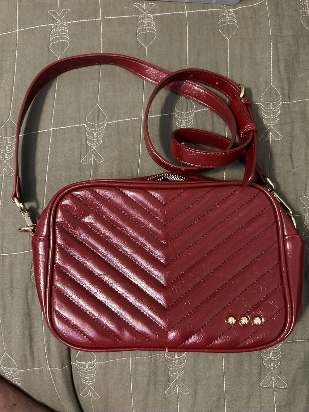 Women's Quilted Crossbody Bag in Deep Burgundy